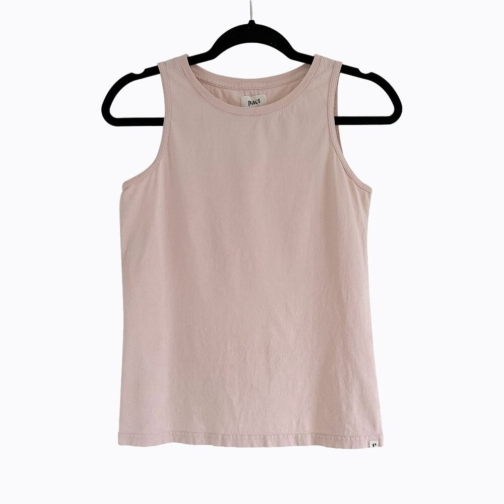 Pact Ballet Pink Tank Organic Cotton Athleisure Casual Sustainable Ethical Sz S